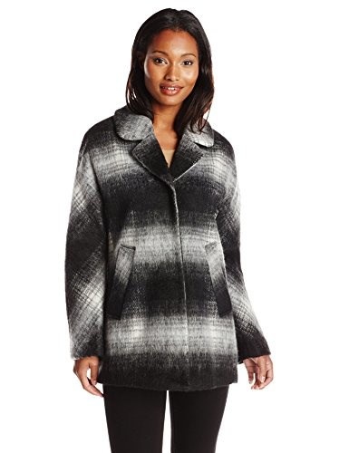 Sam Edelman Womens Erin Mohair Wool Plaid Coat, Grey, Small Sam Edelman Womens Erin Mohair Wool Plaid Coat, Grey, Small