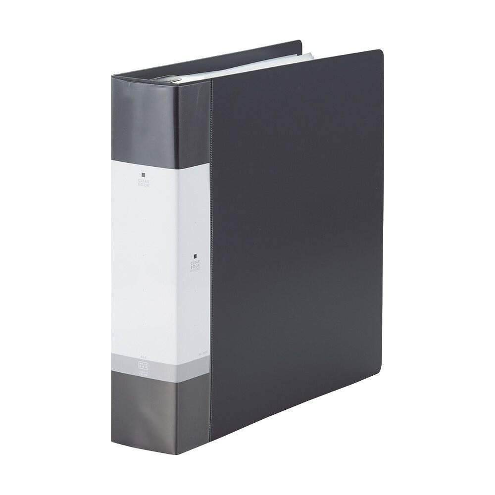 （まとめ買い）リクエスト クリヤーブック ポケット交換タイプ A4 30穴 55+1ポケット 黒 G3808-24 [x3]