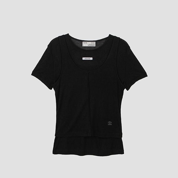 NUBASIC TENCEL HALF T-SHIRT SET BLACK