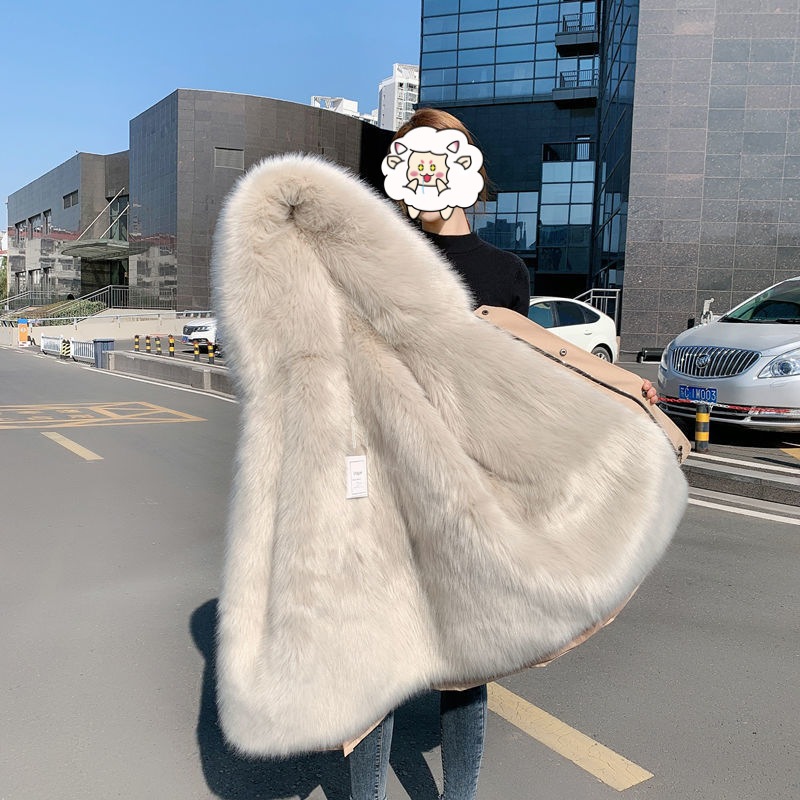 パーカー女性の 2024 冬の新イミテーションフォックスファーライナー取り外し可能なショートファーコート毛皮コート