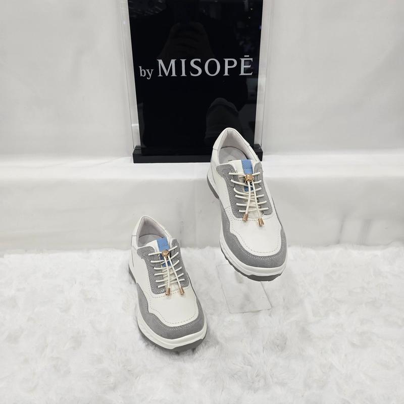 By 女性スポーティ牛革スニーカー 112HT430SI010 IVORY 2 JJ