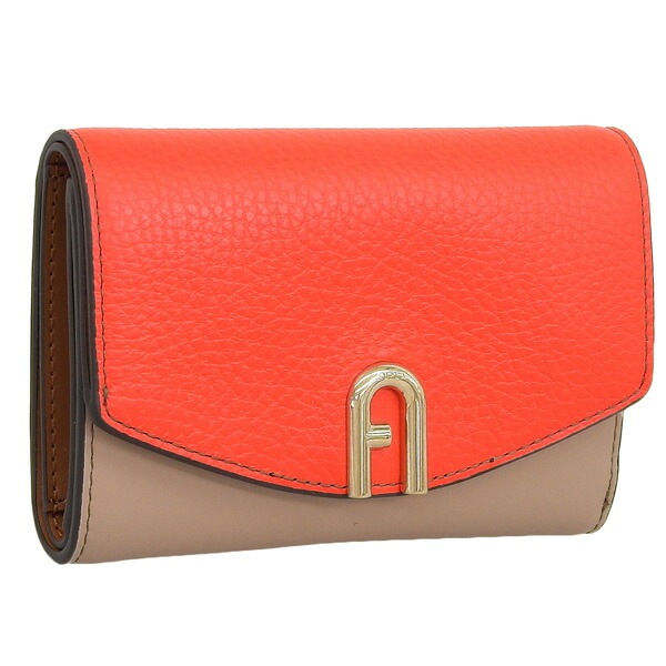 フルラ 財布 レディース 三つ折り財布 アウトレット レザー ベージュ×オレンジ プリムラ FURLA PRIMULA TRIFOLD COMPACT M WALLET WP00217BX005316