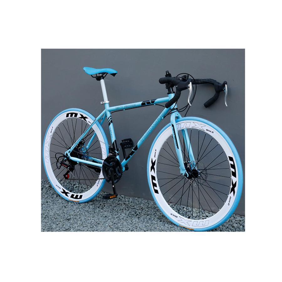 【短納期】ロードバイク通勤 通学ロード自転車高炭素鋼フレーム ダブルディスクブレーキ公路自行 自行 初心者自転車ロードバイク アウトドアソリッドタイヤ 700×8Cタ