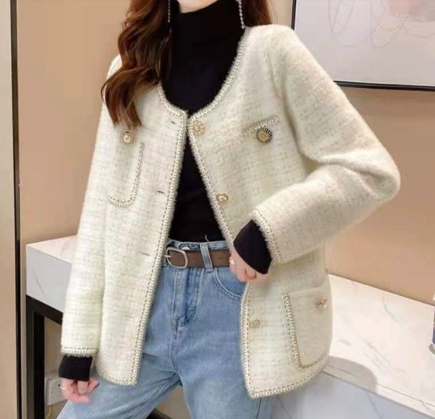 アウター カーディガン コート ブルゾン ショート 袖あり 長袖 ラウンドネック スクエアネック 襟なし 刺繍 ポケット 前開き ニット かわいい 大人可愛い きれいめ カジュアル 大人