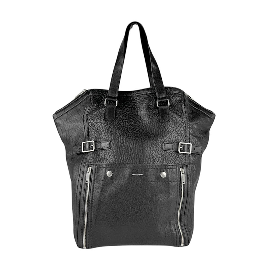 サンローラン SAINT LAURENT ハンドバッグ レザー ブラック シルバー メンズ z4895