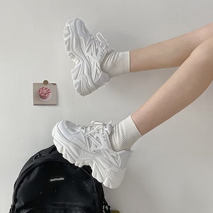 韓国版厚底レトロオヤジ靴女性純黒夏ネット通気性薄型ins 2021オールインワン足元小見え