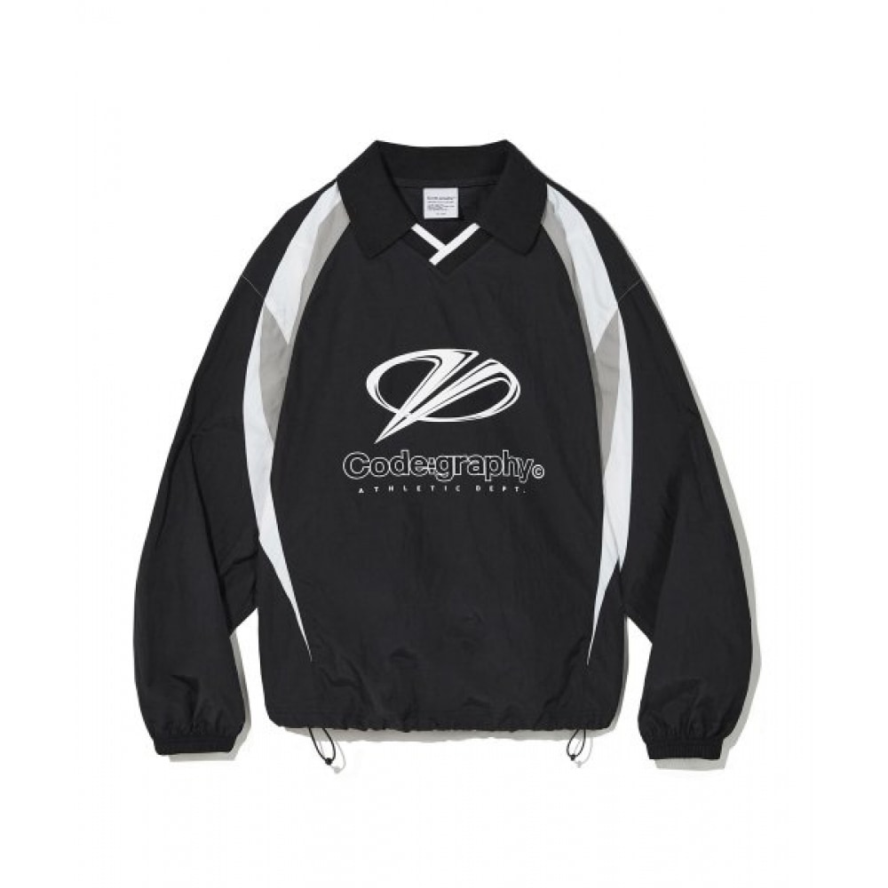 CODEGY スペアロゴナイロンカラースウェットシャツ_ブラック
