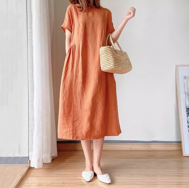 ワンピース フレア ロング 半袖 かわいい 大人可愛い きれいめ シンプル カジュアル おしゃれ レトロ こなれ感 ラフ ガーリー ルーズ 個性的 モード系 主役級 存在感 フォーマル 抜け感