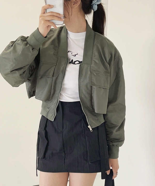 チョコ セミ クロップ フライト ジャンパー