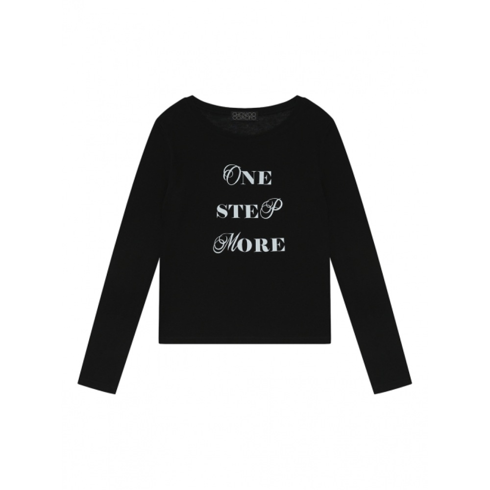 チャウウーブラックロングスリーブ T シャツ