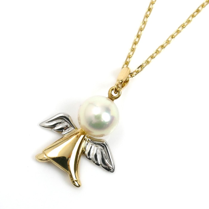 MIKIMOTO ミキモト K18YG/Pt950 パール ネックレス パール約6.6mm 3.7g 40cm レディース 中古