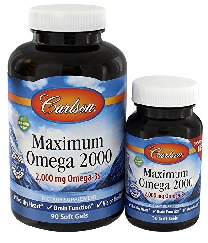 その他 Carlson Maximum Omega 2000, Norwegian, 2,000 mg Omega-3s, 90 + 30 Soft Gels