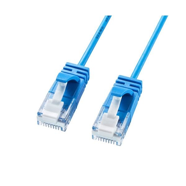 (5個セット) サンワサプライ カテゴリ6A極細LANケーブル 10m ブルー KB-SL6A-10BLX5