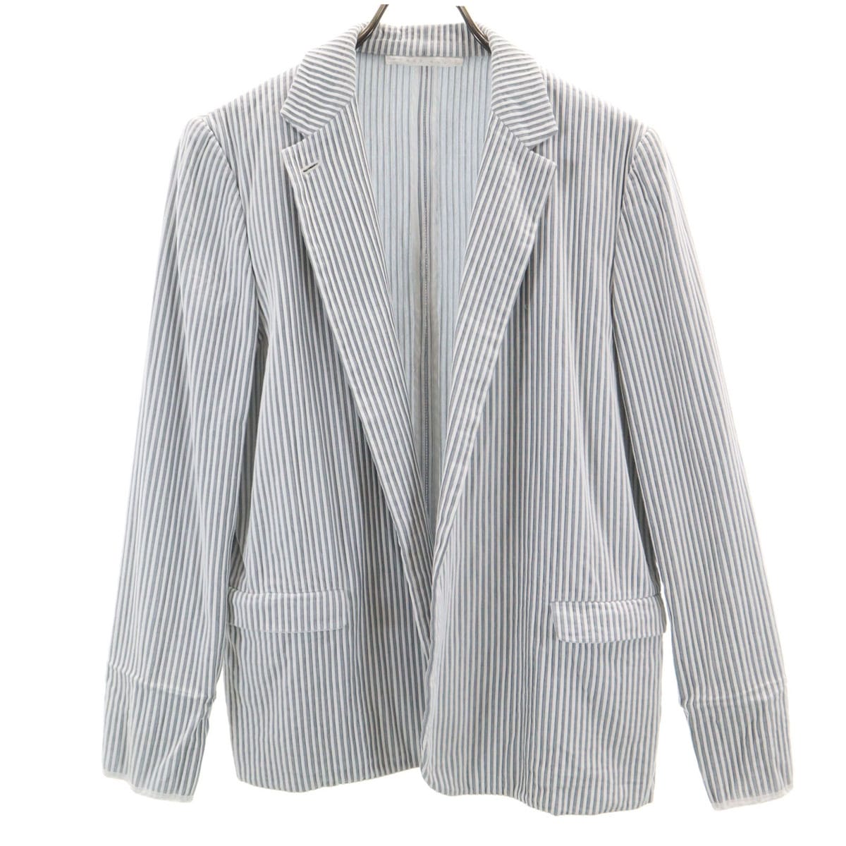 PERRYELLIS ペリーエリス ストライプ柄 テーラードジャケット ホワイト系 レディース 古着