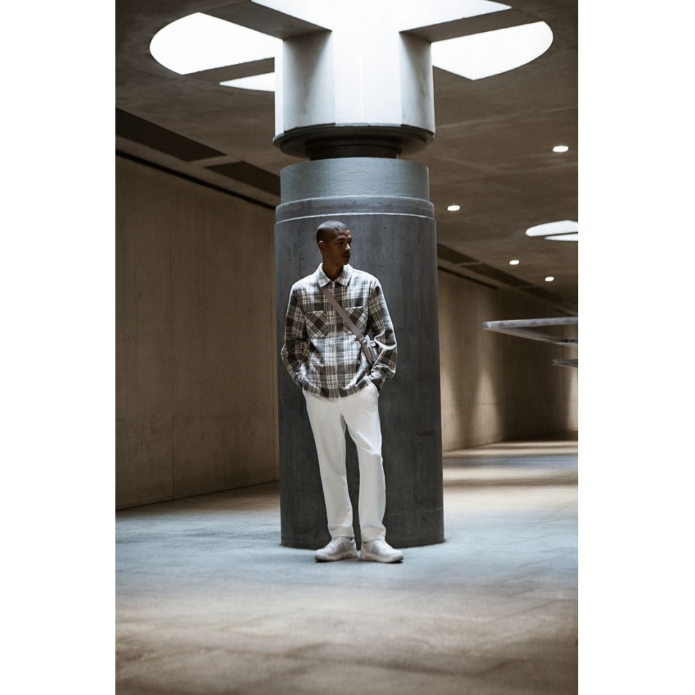 H&M ジップアップオーバーシャツレギュラーフィットグレー/チェック