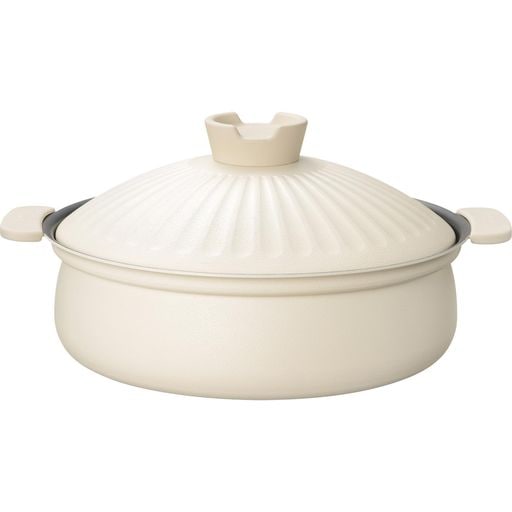 軽くて割れない 土鍋風 卓上鍋 27CM ふっ素樹脂加工 PFOAフリー IH・ガス みのり丈膳 RB-2853