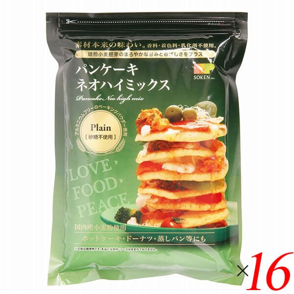創健社 パンケーキ ネオハイミックス 砂糖不使用(プレーン) 400g 16個セット