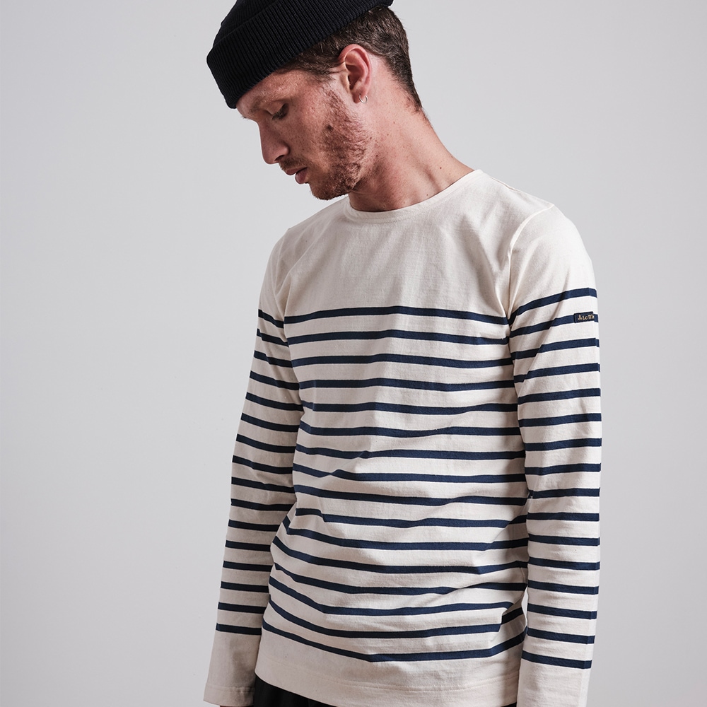 Le Minor(ルミノア) フランス製セーラーマリンルックボートネックストライプTシャツ
