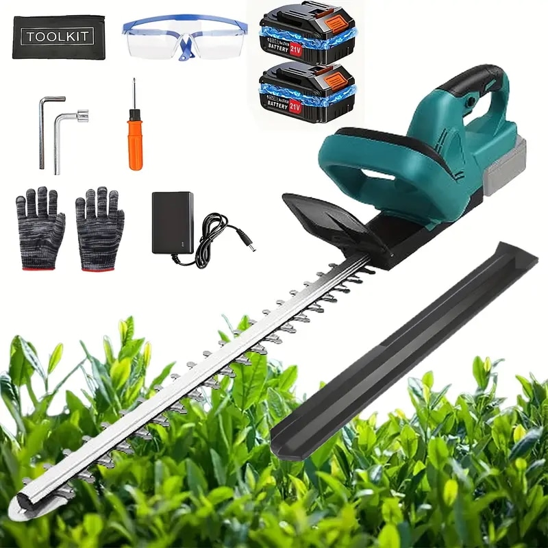 2点 コードレスヘッジトリマー 21V 電動シュラブトリマー 草刈りはさみ ヘッジシアー ハンドヘルドグラスカッター 充電式バッテリー＆充電器付き ガーデン 芝生用 ブラック ヘッジトリマー ブッシュ