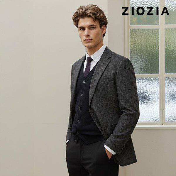 メランジチャコールカジュアルセットアップジャケット S (AAD4KG1603_CGR)