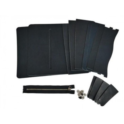 ロングウォレットキットD(二つ折りかぶせタイプ小銭入れファスナー式カード横型) 黒 Pkit111-02