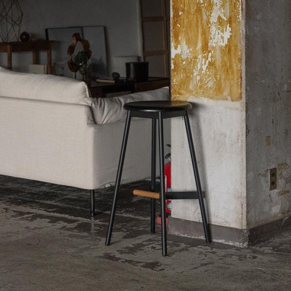 スツール カウンターチェア ハイスツール ダイニングチェアー 椅子 天然木 スチール 円座 丸形 背もたれなし 来客用 モダン シンプル おしゃれ ブラック 黒 10,725円