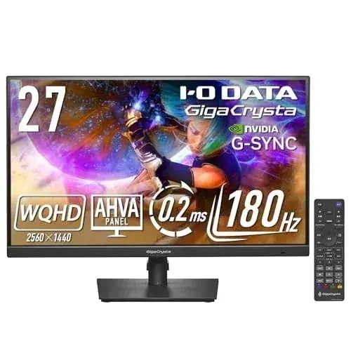 アイ・オー・データ IODATA ゲーミングモニター 27インチ GigaCrysta WQHD 180Hz AHVAパネル ブラック(HDMI