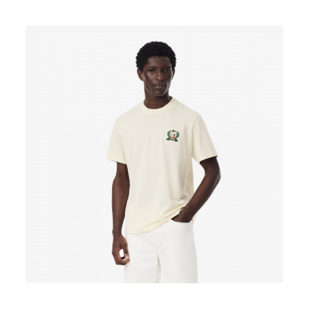 LACOSTE メンズ MIF バッジ 半袖 Tシャツ [クリーム]