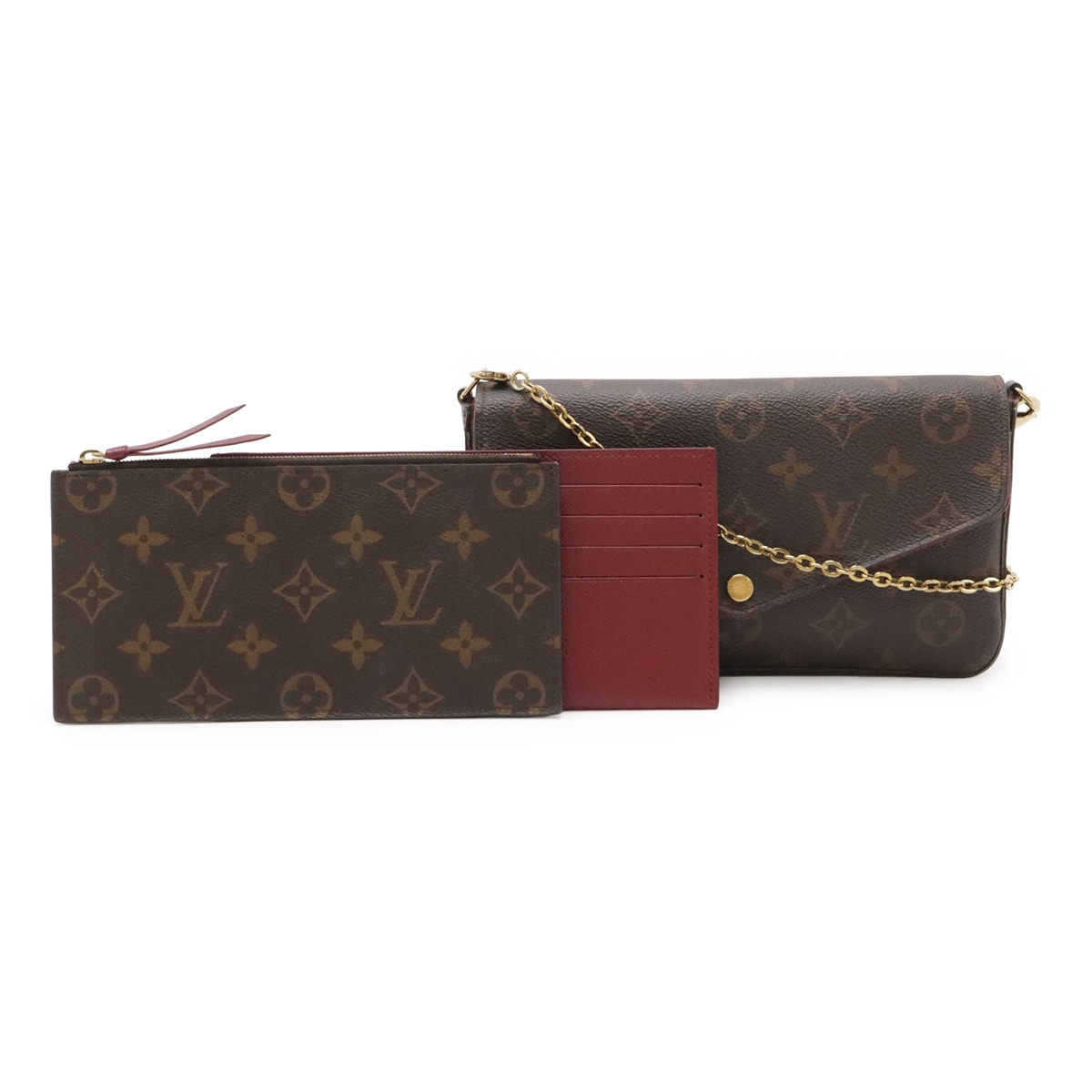 モノグラム ポシェット フェリシー フェリーチェ チェーンショルダーバッグ 2WAY クラッチバッグ フューシャ M8189