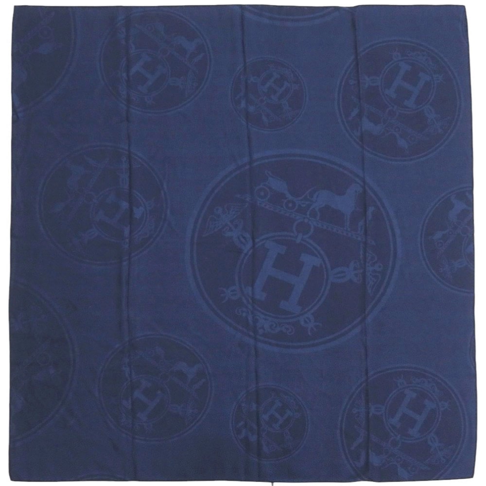 新品同様 カレ110 ニュー リブリス スカーフ カシミヤ/シルク ブルー プロフォン 1202【中古】 レディース