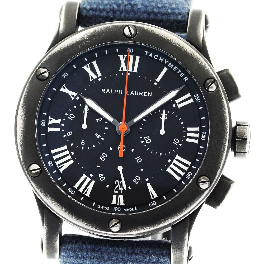 ラルフローレン RALPH LAUREN RLR0240900 サファリ RL67 エイジド加工 クロノグラフ デイト 自動巻き メンズ 良品 保証書付き_899319【中古】