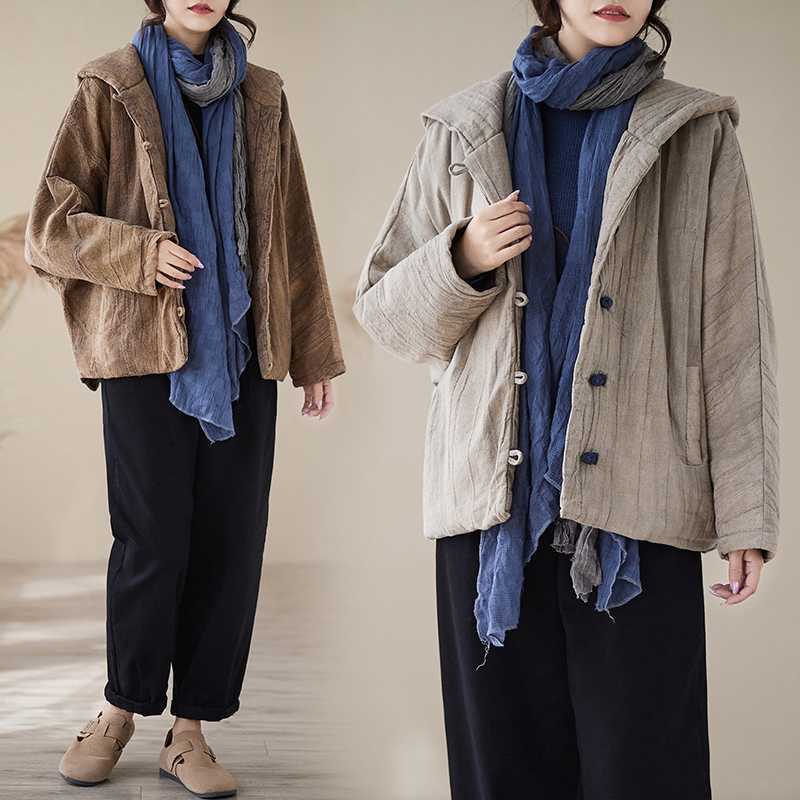 「ファットガール」 2024冬新品 厚手 中綿コート 中華風 大きいサイズ 体型ーカバー パーカー フード付き レディース アウター メガ割30%までに制限