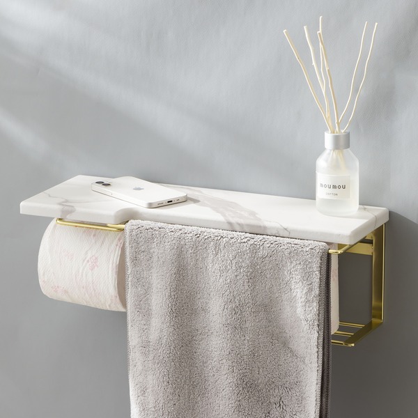 トイレットペーパーホルダー（ストックtype）大理石柄（ゴールドメッキ）