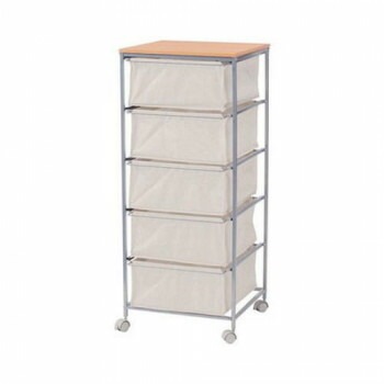 東谷 キャンバスチェスト 5段 ベージュ MIP-279