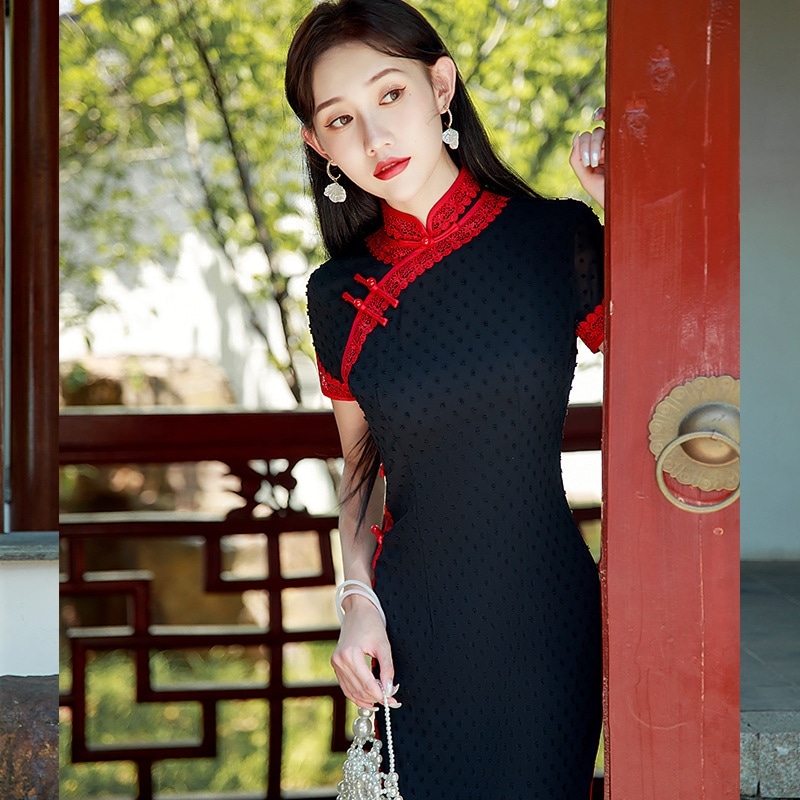 ワンピースドレスドレス毎日改善された2025レトロな新しいスタイルの気質短袖斜めドレス