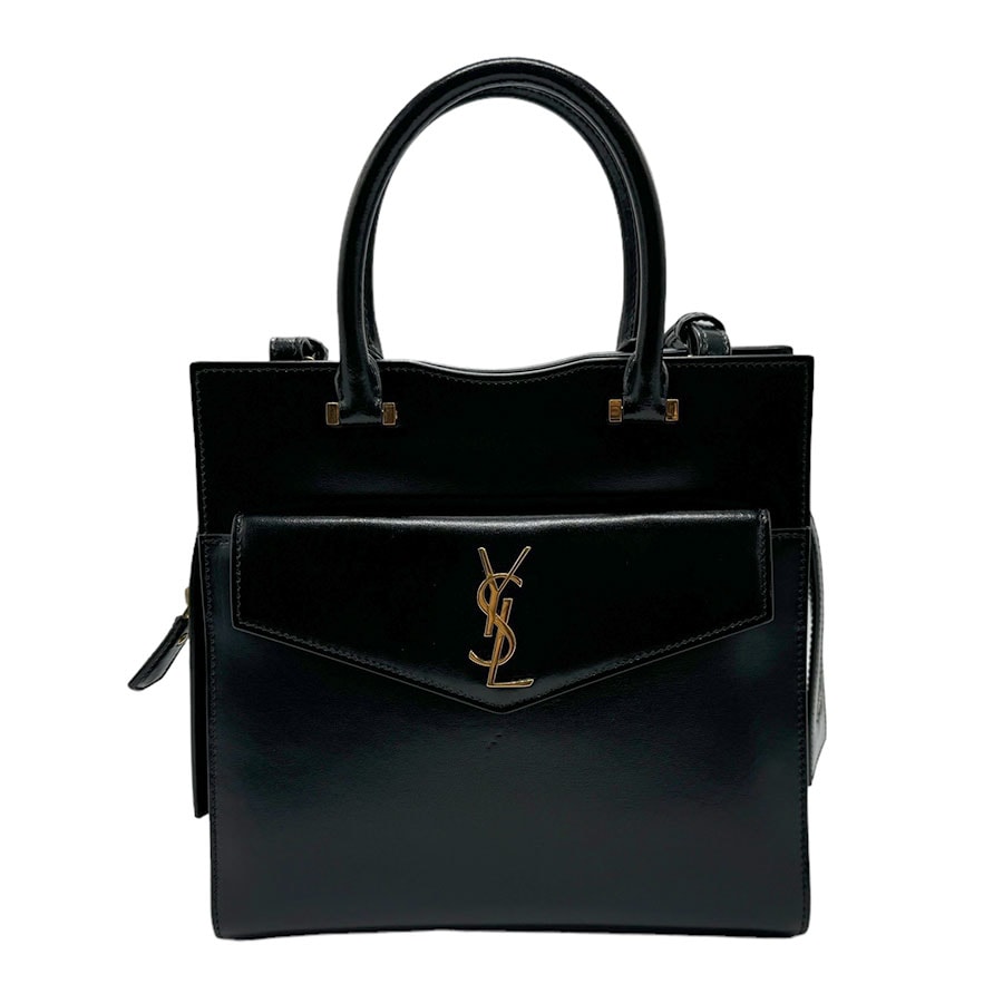 サンローラン SAINT LAURENT ハンドバッグ ショルダーバッグ アップタウン スモール レザー ブラック ゴールド レディース z2157