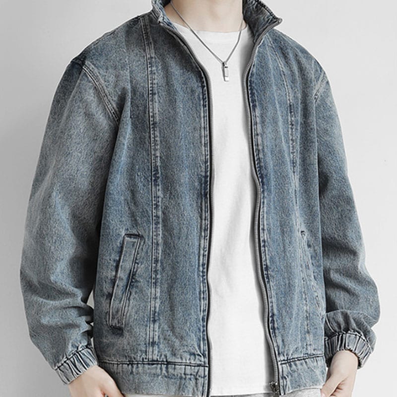 デニムジャケット メンズ Gジャン ジージャン 立ち襟 ファスナー 重ね着 ジャケット 大きいサイズ ジーンズ コート デニム 羽織 ライトアウター