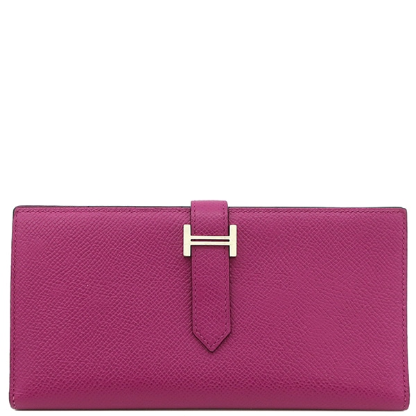エルメス HERMES 長財布 ベアンスフレ ヴォーエプソン ローズパープル シルバー金具 紫 二つ折り財布 C刻印 【箱】【中古】