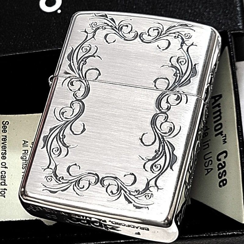 ZIPPO アーマー ジッポ ライター アラベスク 5面彫刻 アンティーク シルバー燻し 深彫り