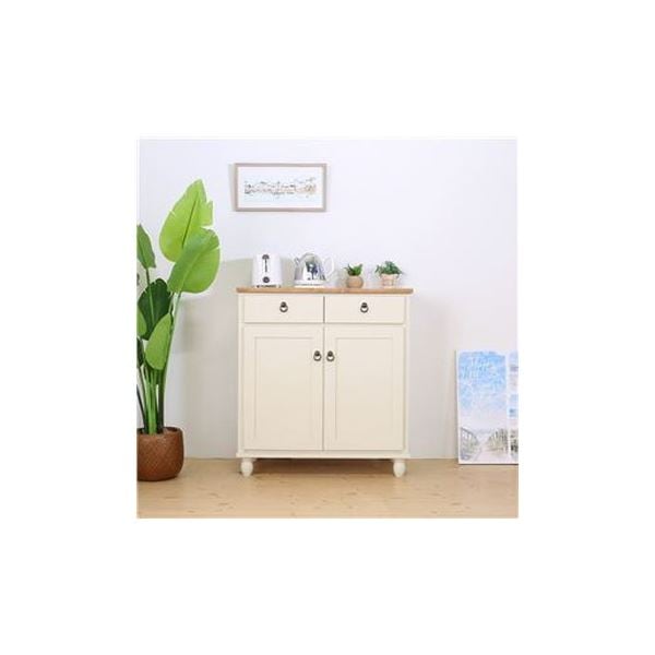 キャビネット 78cm幅 ホワイト リビング収納 キッチン収納 ラック 収納ラック 天然木 カントリー おしゃれ