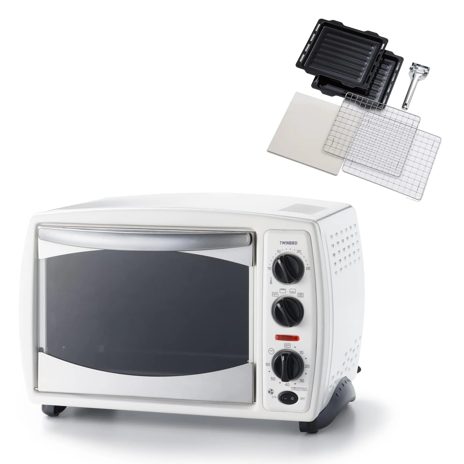 オーブン コンベクションオーブン ノンフライ 温度調節 ヒーター切替 取っ手 天板 ワイヤーラック ピザプレート くず受け レシピブック付属 【メーカー保証1年】ホワイト TS-4119W