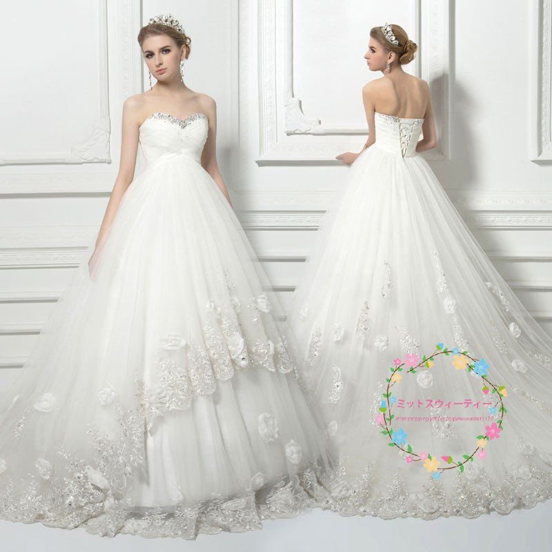 ウエディングドレス マタニティドレス エンパイア 白 安い ウェデイングドレス ブライダル 花嫁 結