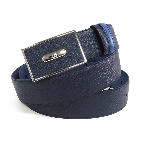 dunhill BPW705N ダンヒル リバーシブルベルト ユニセックス ４つ穴 カーフレザー ネイビー/ブルー/シルバー