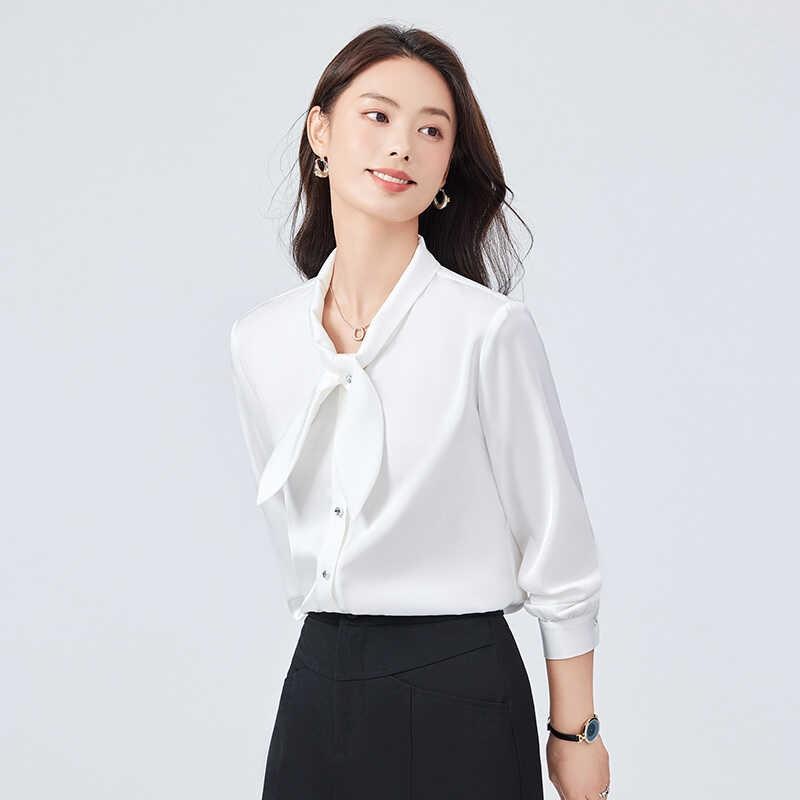 ブラウス 蝶 ネクタイ 襟 白 シャツ レディース 春秋 ハイエンド 通勤 フォーマル シンプル オフィス カジュアル 快適 5,238円