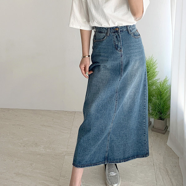 フィットラインがきれいなカジュアル Aライン トゥルー マキシ ロング デニムス