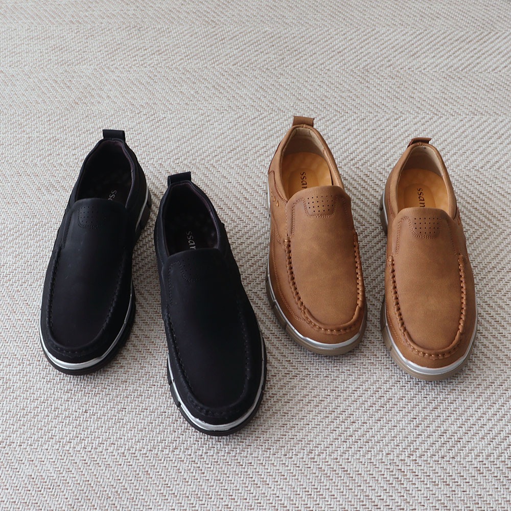 【韓国産】飽きずに末永く愛用できるクラシックなスリッポンローファー【2カラー】【4cm背高効果】AG-42