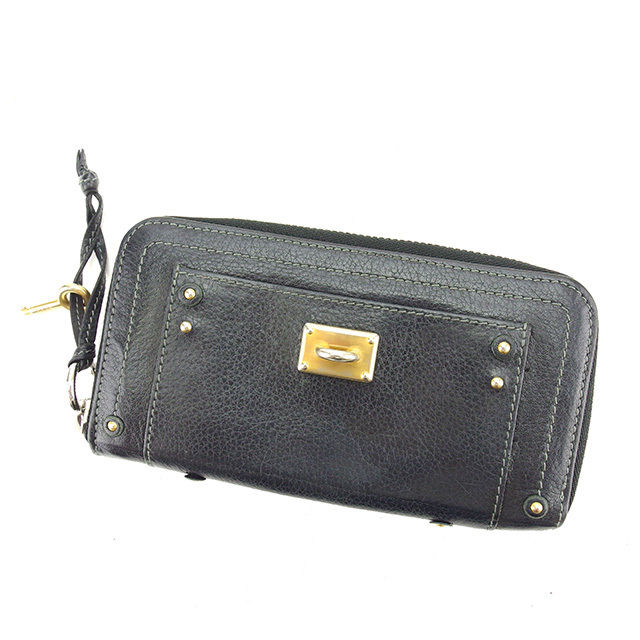 長財布 ラウンドファスナー パディントン ブラック ゴールド シルバー 中古