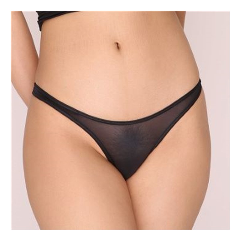 UNISEX　極薄ストレッチ生地はぎ無し極小Tバック　5枚セット　Lサイズ（ブラック）