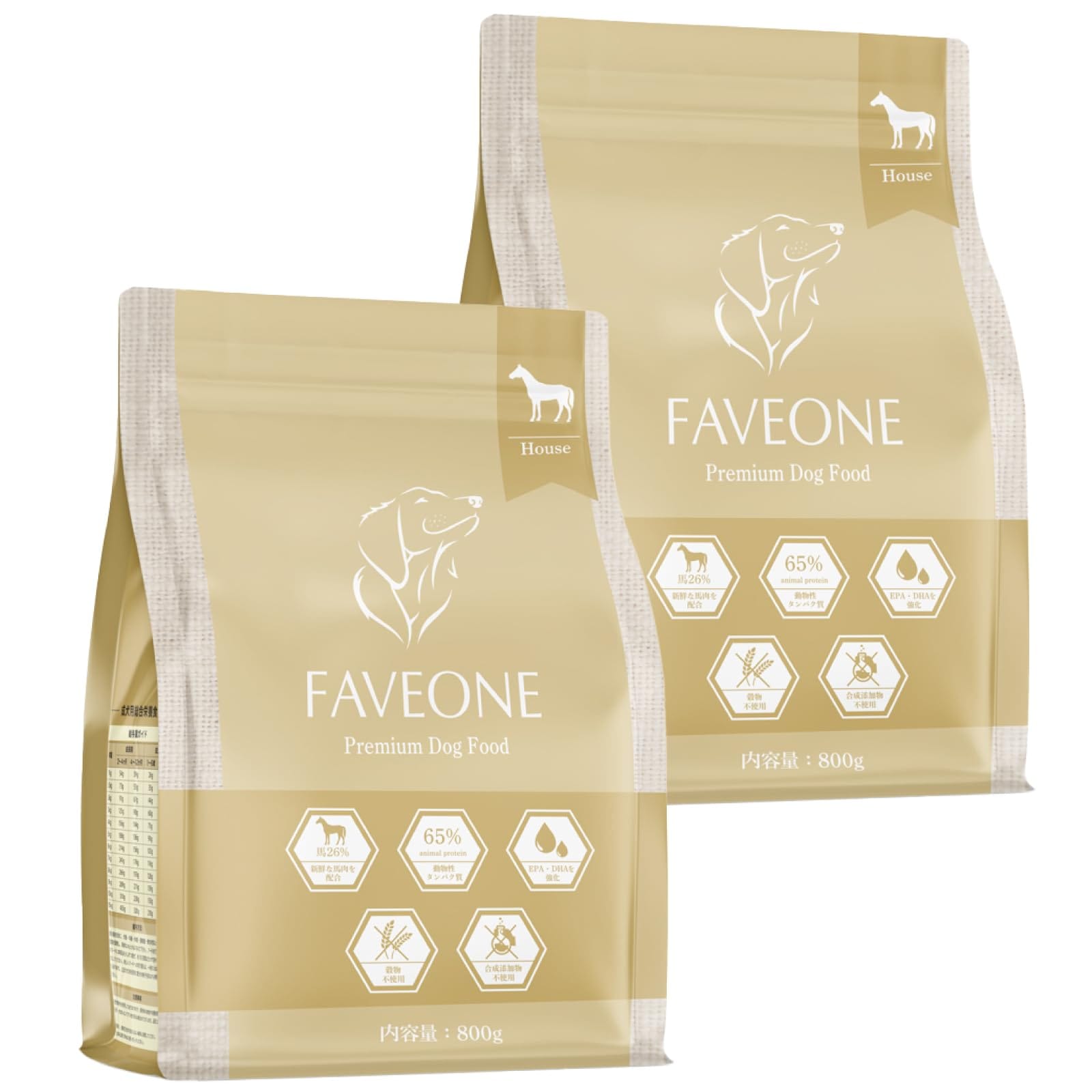 フェイヴワン FAVEONE ドッグフード 全犬種用 ホース 800g×2個 【高タンパク/ヒューマングレード/グルテンフリー/グレインフリー/腸内フローラ/毛並み/食いつき/関節ケア】