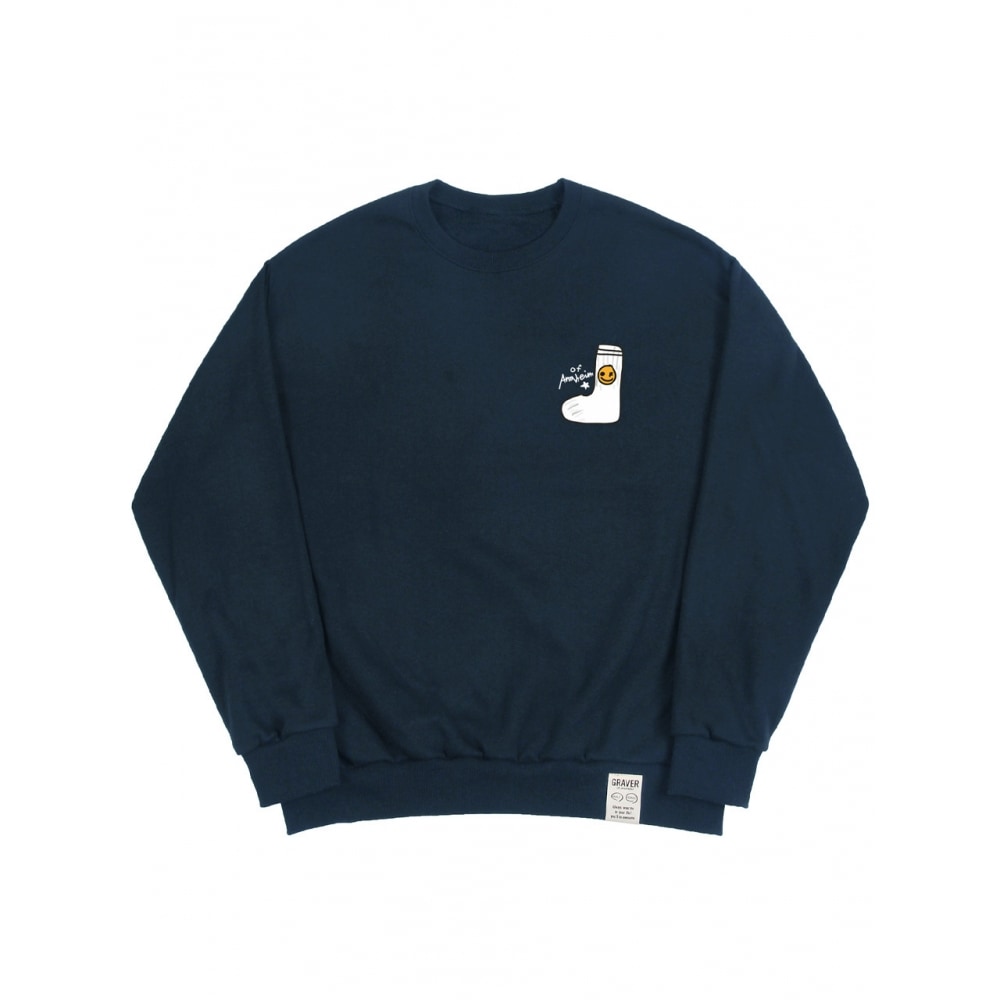 GRAVER ソックス ドローイングスマイル ロゴ マンツーマン ネイビー